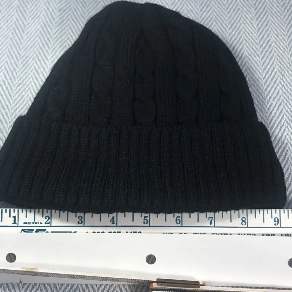 BLACK WINTER faux fur lined winter hat and gaiter Excellent Used Condition